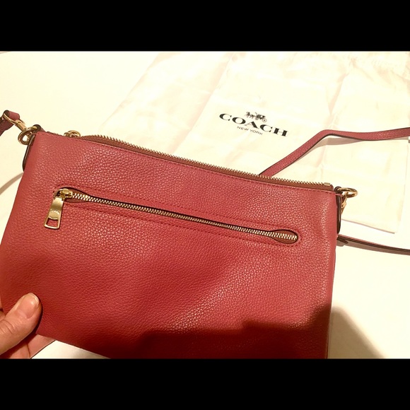 Coach Polly Pink Rouge Pink Pebbled Leather Crossbody Bag C3376 - Picture 9 of 11
